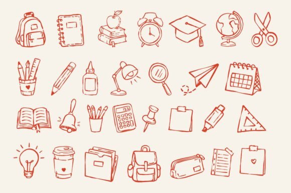 Download Hand Drawn Doodle School Supplies Icon - Premium Resources