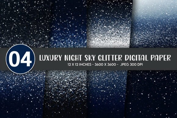 Download Luxury Night Sky Glitter Digital Paper - Glitter digital paper Collection