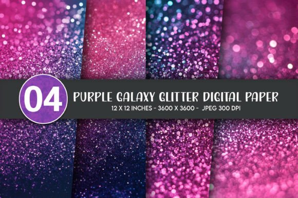 Download Purple Galaxy Glitter Digital Paper - Glitter digital paper Collection